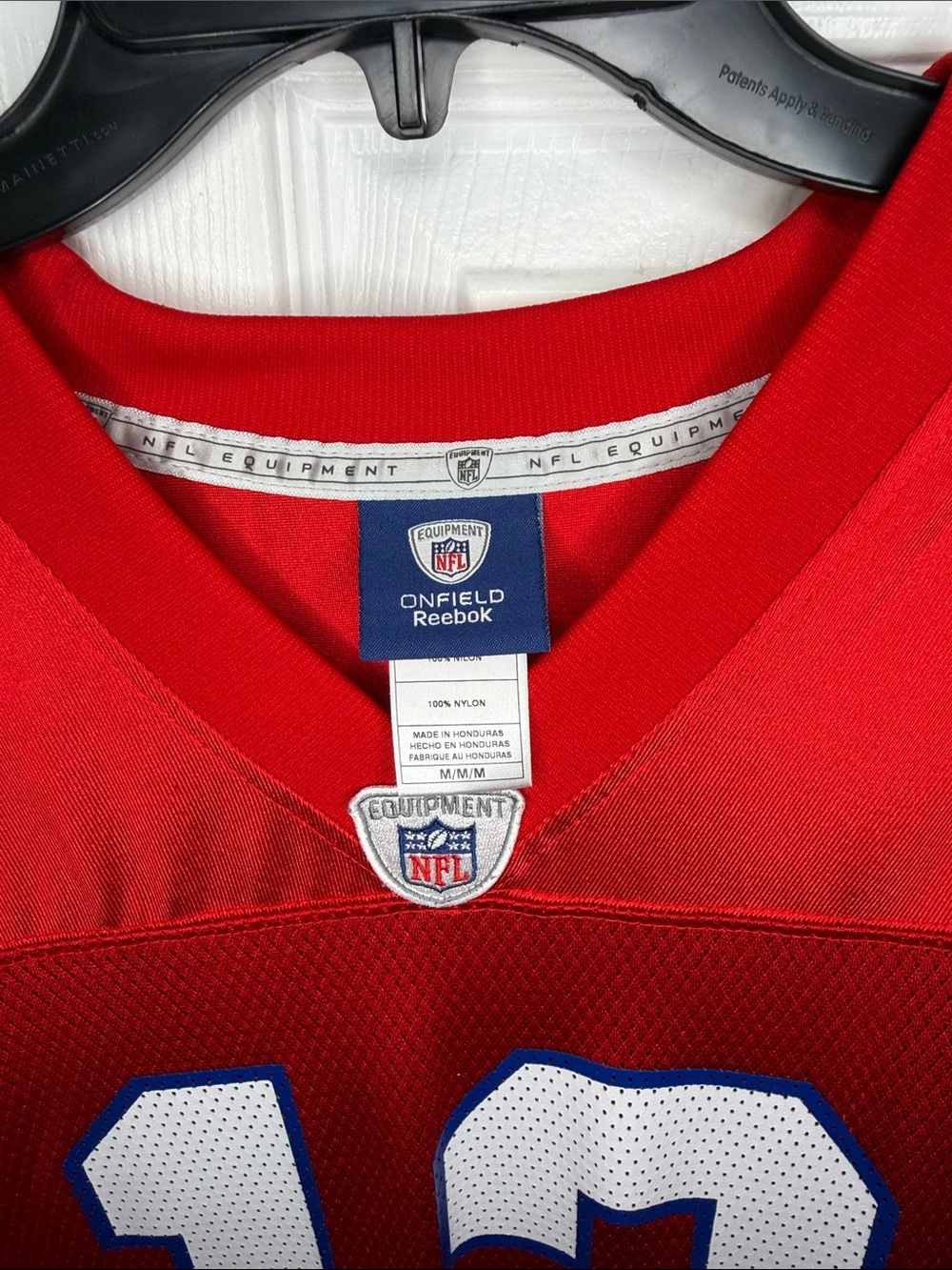 Reebok Men’s Red Football Jersey with White & Blue Accents #12 - Picture 3 of 6